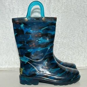 Western Chief Little Kids Camo Shark Waterproof w/Lights Rain Boots SZ US 9